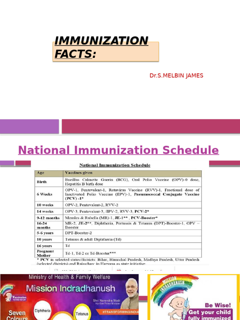Immunization Schedule and Guidelines | PDF