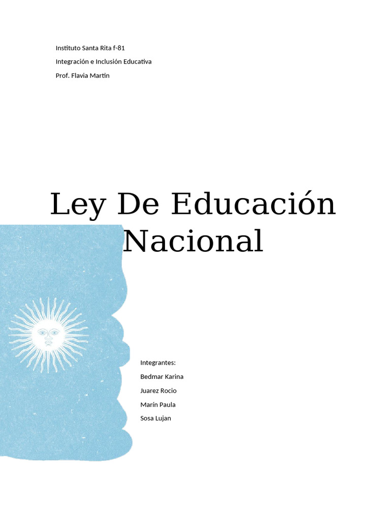 Ley de Educación Nacional y Inclusión | PDF | Plan de estudios | Enseñando
