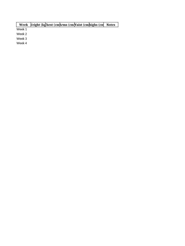 Weekly Fitness Progress Tracker | PDF