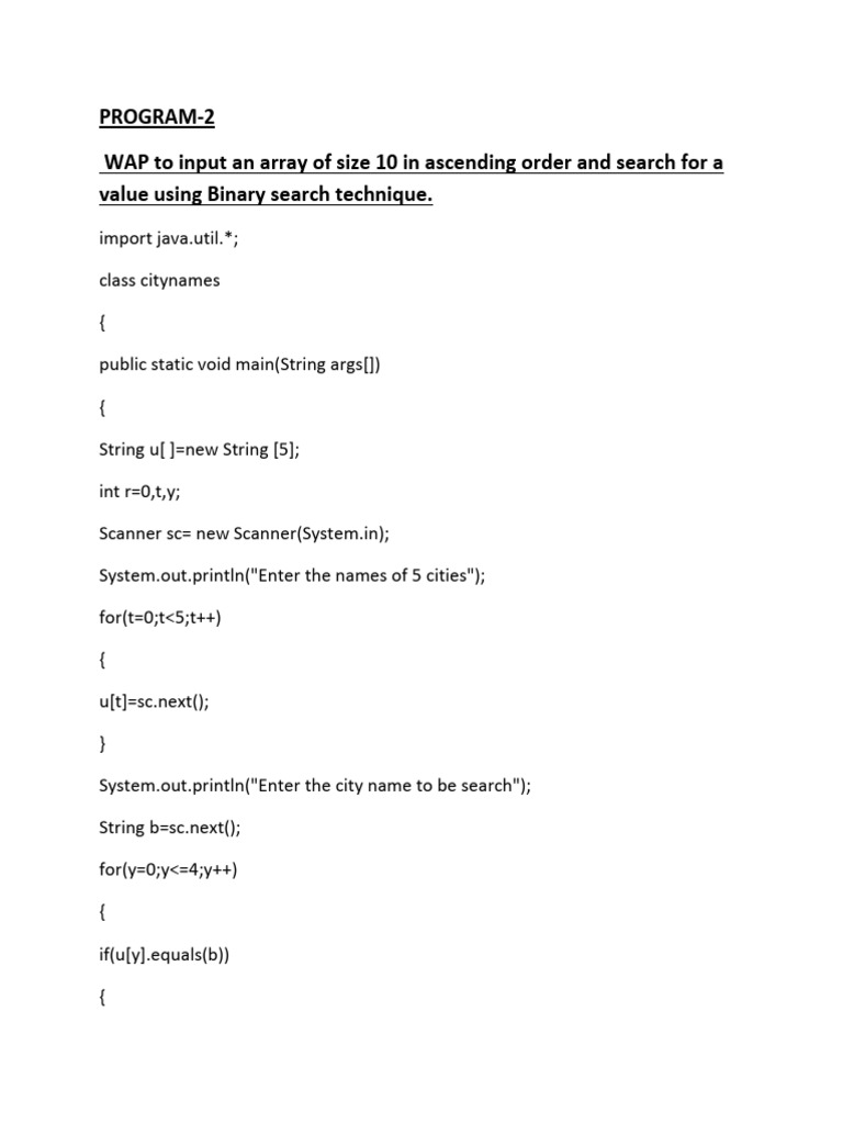 Java Programs for Array Search and Patterns | PDF | String (Computer ...