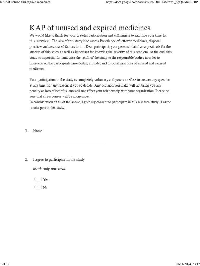 KAP of Unused and Expired Medicines | PDF | Prescription Drugs | Pharmacy