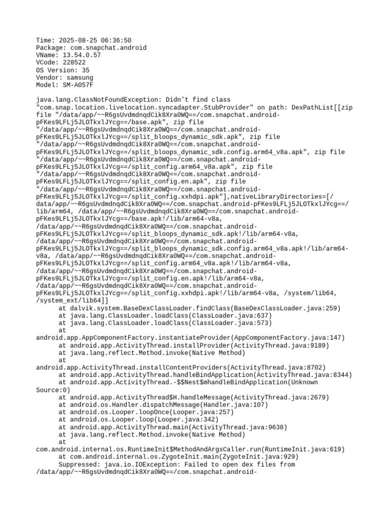 Snapchat ClassNotFoundException Error | PDF | Utility Software ...