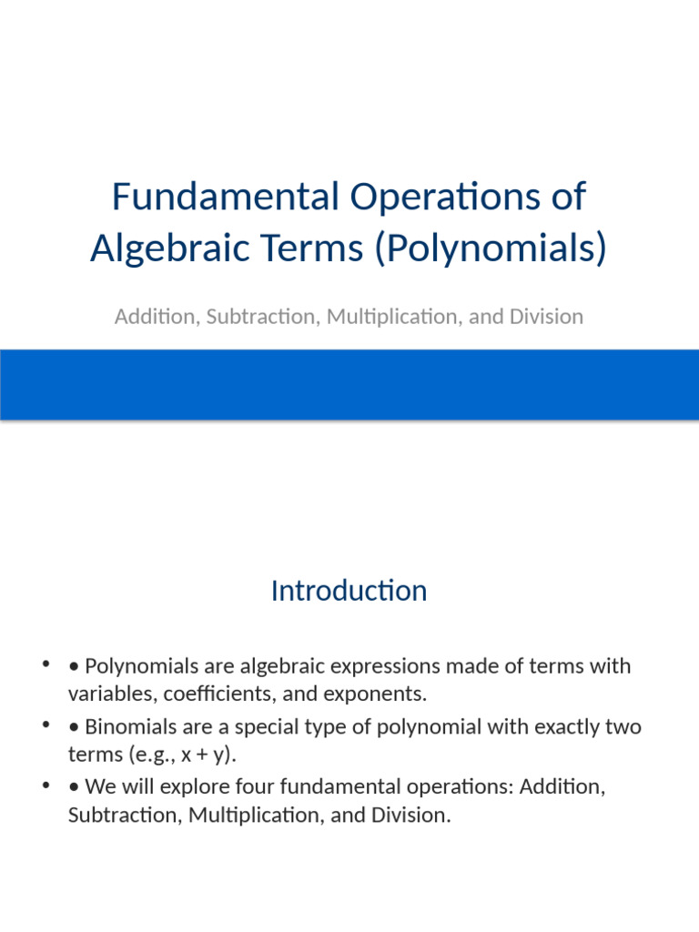 Algebraic Operations on Polynomials | PDF