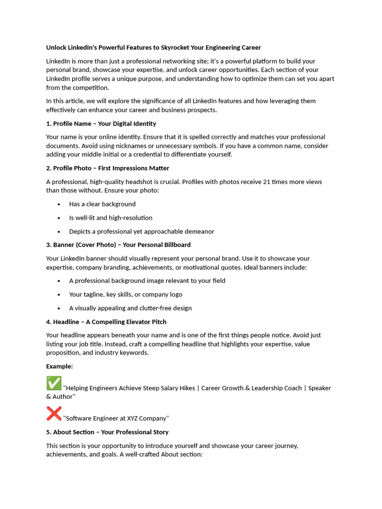 Optimize LinkedIn for Engineering Success | PDF | Linked In | Credibility