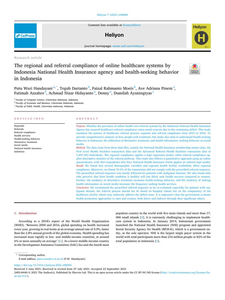 The Regional and Referral Compliance of Online Healthcare Systems by ...