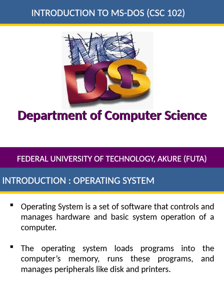 MS-DOS Overview and Commands Guide | PDF | Operating System | Dos