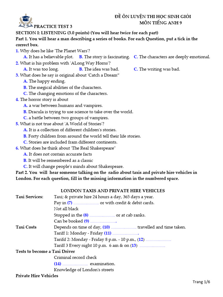 English Practice Test for Grade 9 | PDF | Buoyancy | Physical Quantities