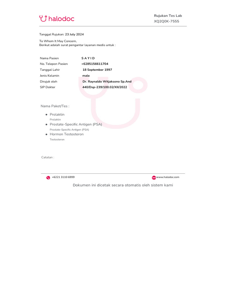 Invoice Lab Referral Notesxq2q0k-7555-1 | PDF