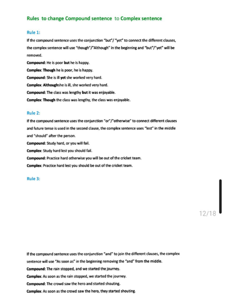 Transforming Compound to Complex Sentences | PDF | Sentence ...