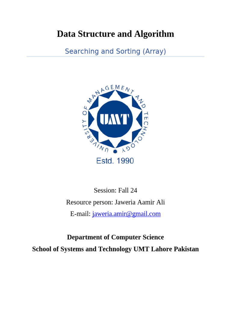 Searching and Sorting Algorithms in C++ | PDF | Software Engineering ...