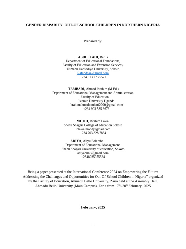 Gender Disparity in Northern Nigeria's Education | PDF | Literacy ...