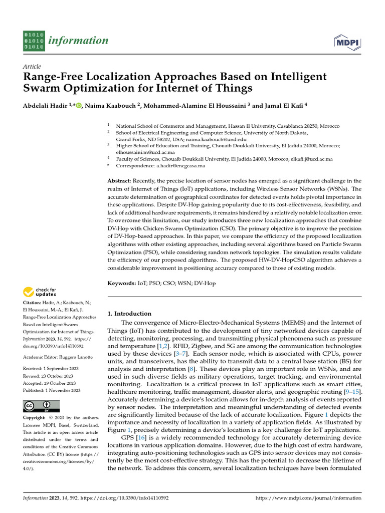Range-Free IoT Localization via Swarm Optimization | PDF | Wireless ...