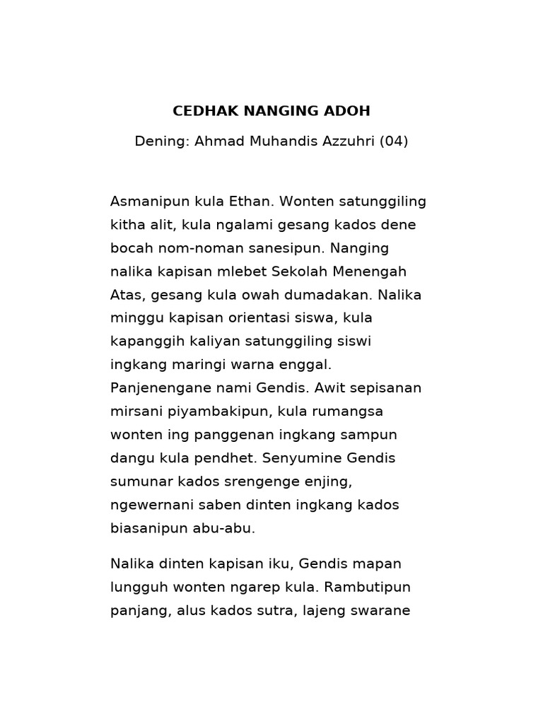 Cedhak Nanging Adoh Ahmad Muhandis - Xii7 - Final | PDF