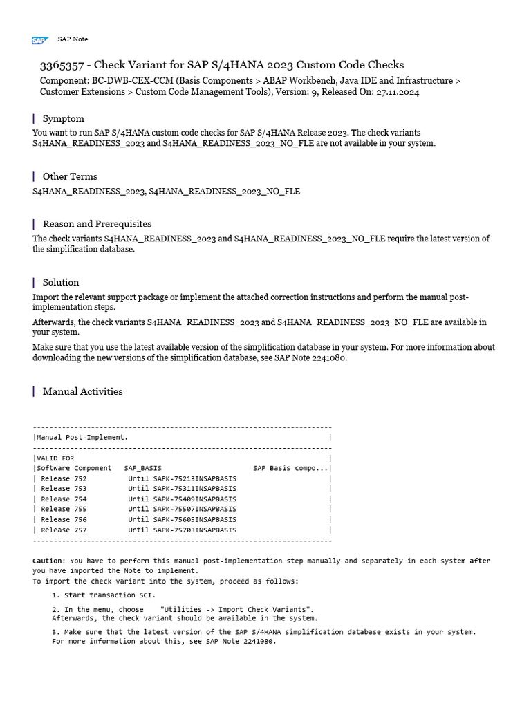 S/4HANA 2023 Custom Code Check Setup | PDF | Software | Software ...
