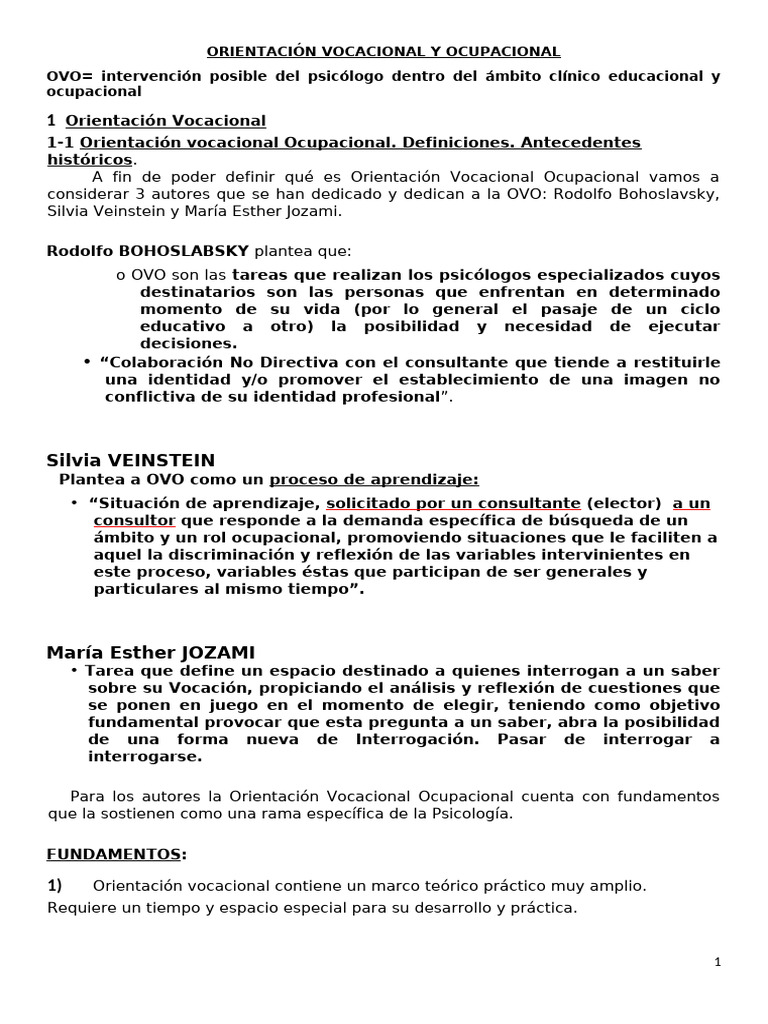 Orientación Vocacional y Ocupacional | PDF | Sicología | Adolescencia