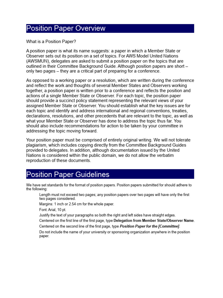 Position Paper Guidelines | PDF