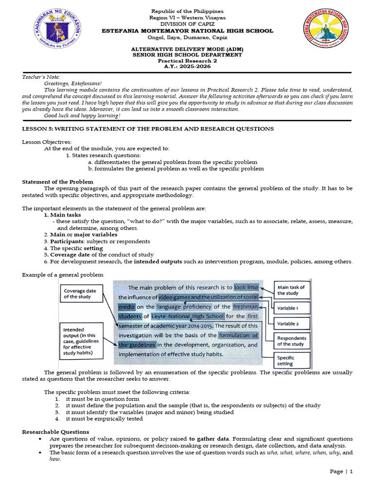 Writing Research Problems & Questions | PDF | Theory | Methodology