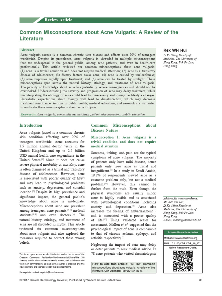 Debunking Acne Myths: Key Insights | PDF | Clinical Medicine | Medicine