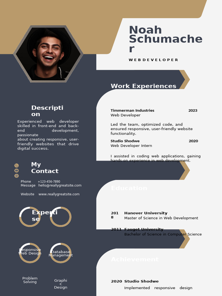 Beige Dark Gray Minimalist Web Developer Resume | PDF