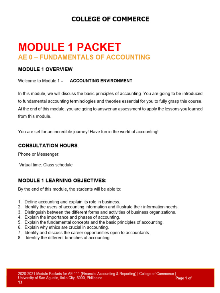 Fundamentals of Accounting Module 1 | PDF | Audit | Accounting