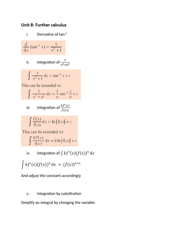 Unit 8 Further Calculus | PDF