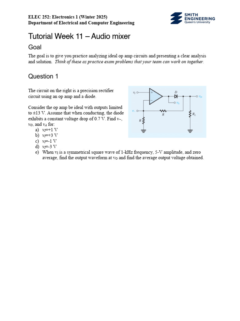 Op Amp Circuit Analysis for Audio Mixer | PDF | Amplifier | Operational ...