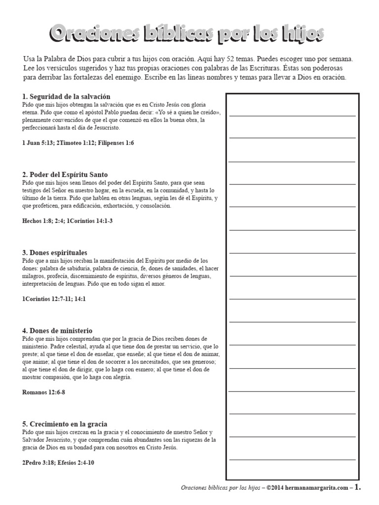 Oraciones Bíblicas por los Hijos | PDF | Oración | Don espiritual