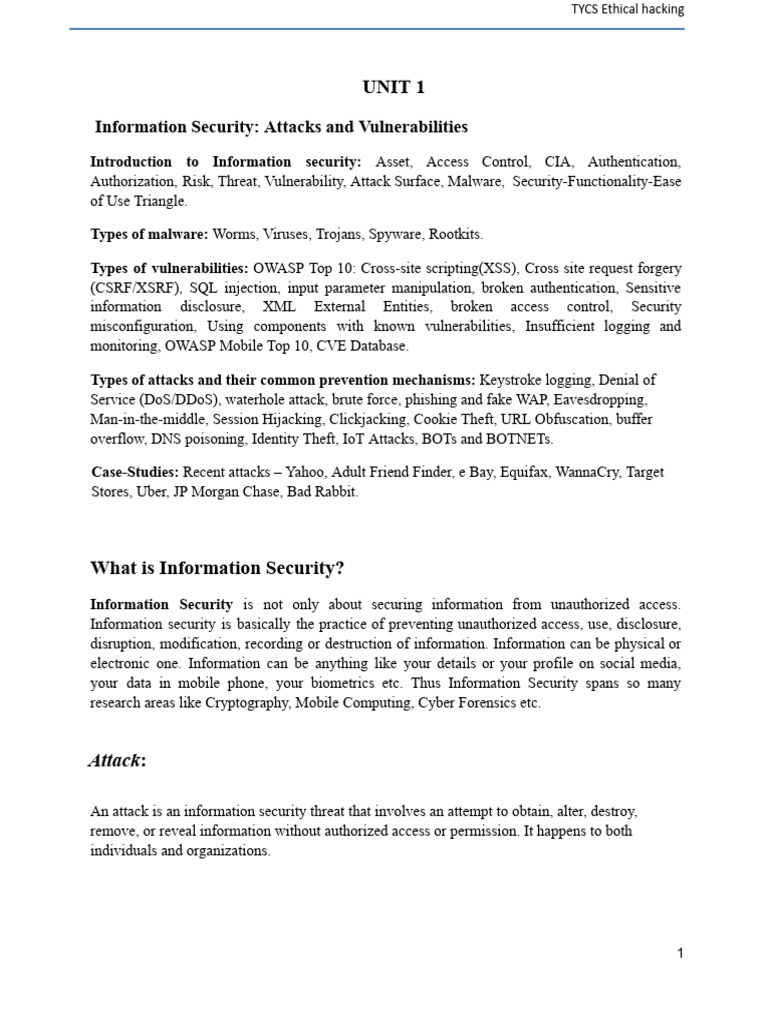 Information Security: Attacks & Vulnerabilities | PDF | Computer Virus ...