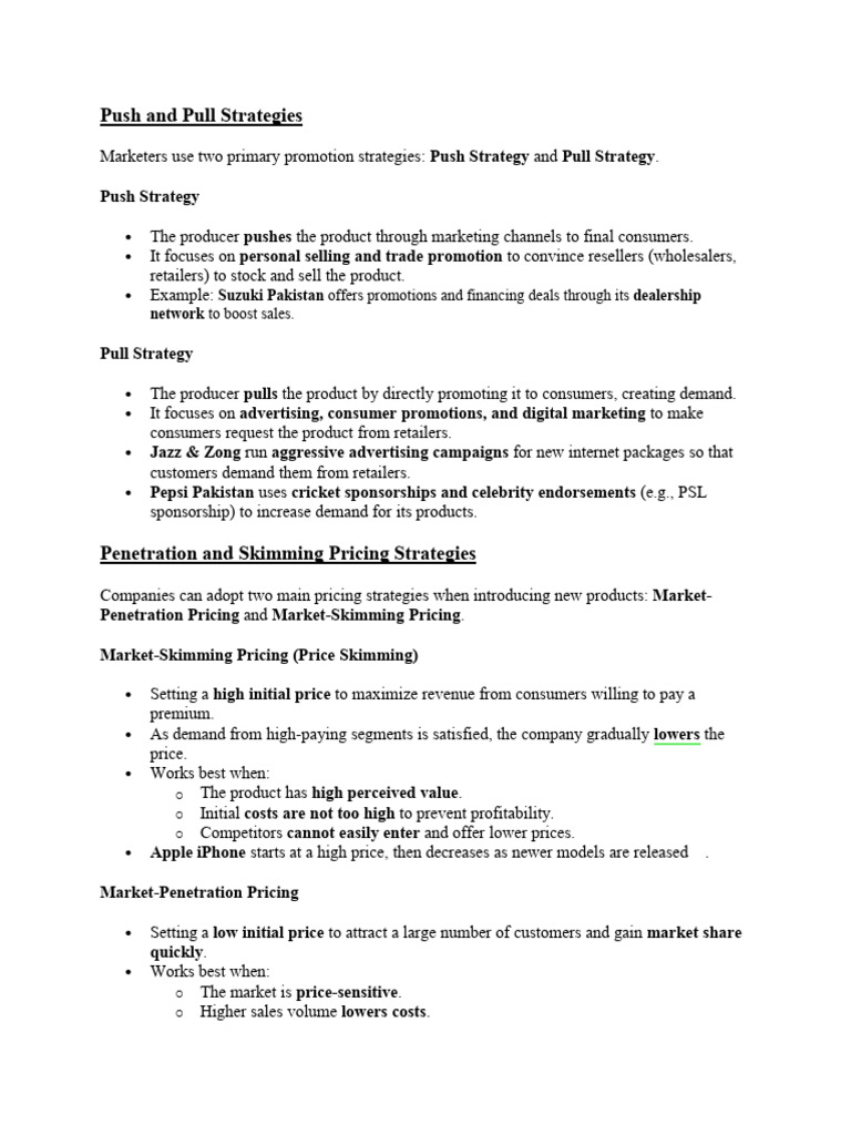Push and Pull Marketing Strategies Explained | PDF | Marketing | Pricing