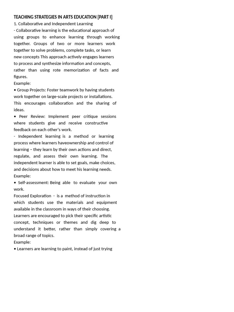 Effective Strategies for Art Education | PDF | Learning | Creativity