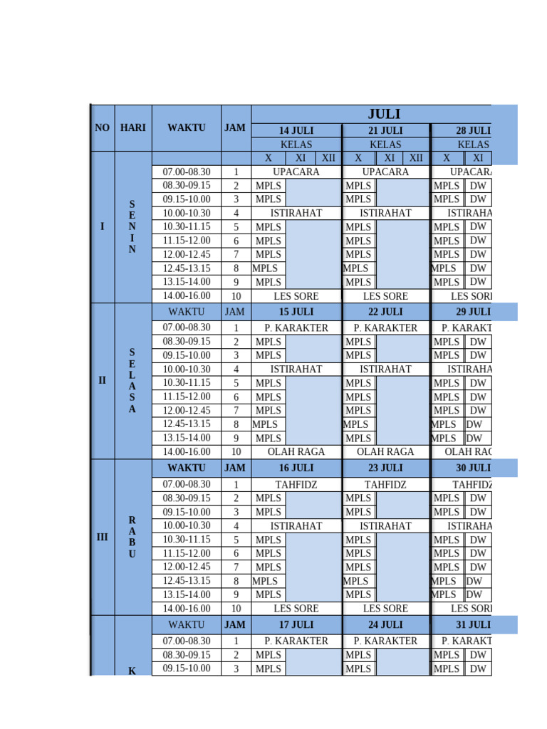 Roster Blok Revisi | PDF