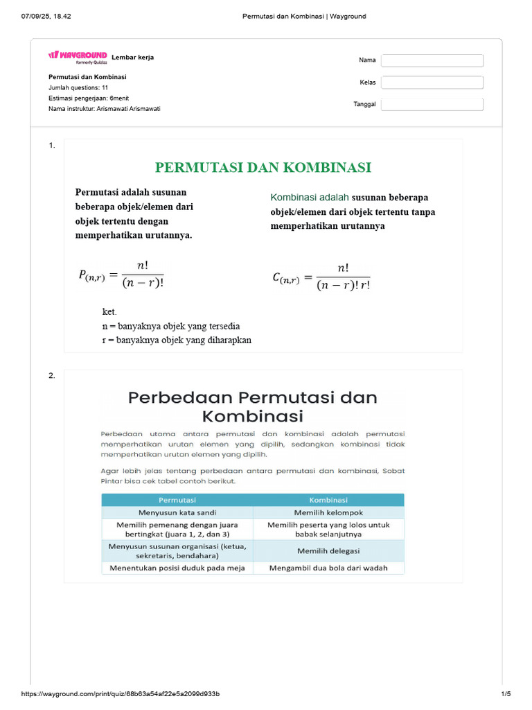 Permutasi dan Kombinasi: Panduan Lengkap | PDF
