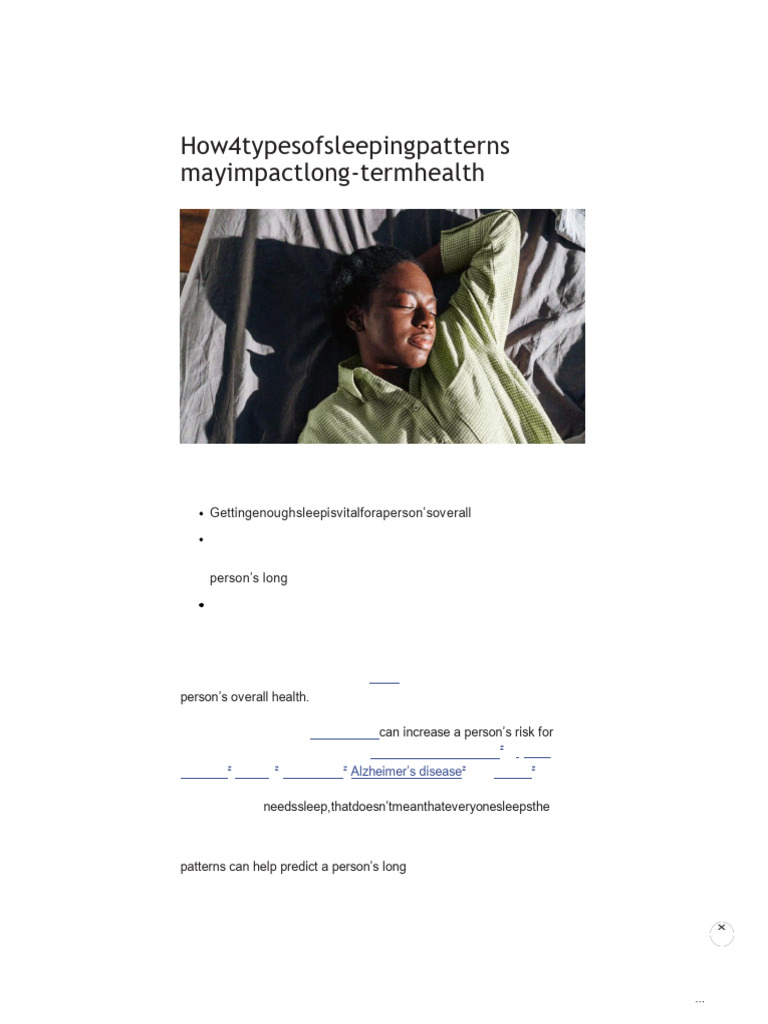 Impact of 4 Sleep Patterns on Health | PDF | Intermittent Fasting ...
