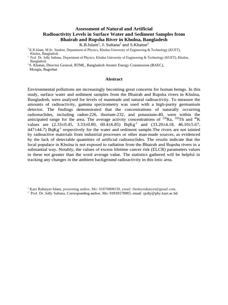 Abstract of Water and Sediment | PDF