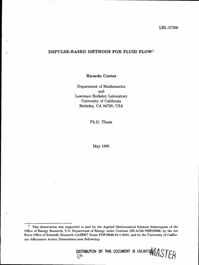 Impulse-Based Methods For Fluid Flow PH.D | PDF