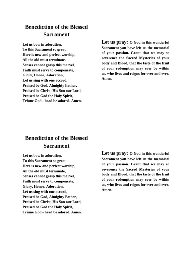 Benediction of the Blessed Sacrament | PDF