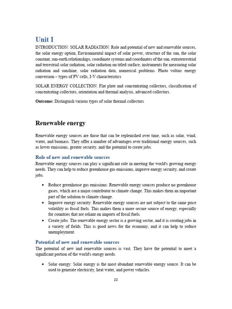 Solar Energy and Renewable Sources Overview | PDF | Renewable Energy ...