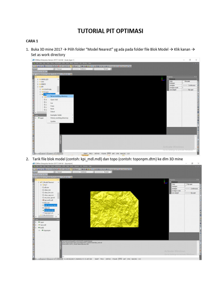 Tutorial Optimasi Pit 3D Mine 2017 | PDF