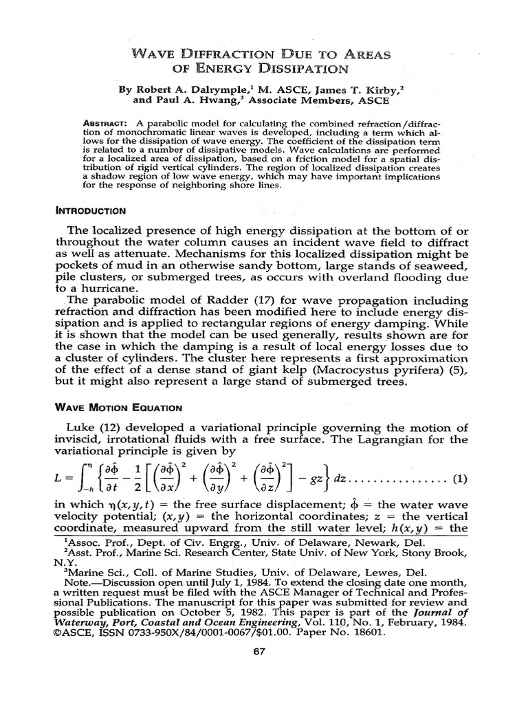 Wave Diffraction and Energy Dissipation | PDF | Damping | Waves