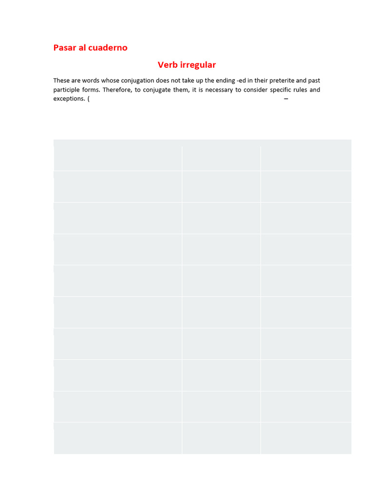 Lista de Verbos Irregulares en Inglés | PDF | Linguistics | Linguistic ...