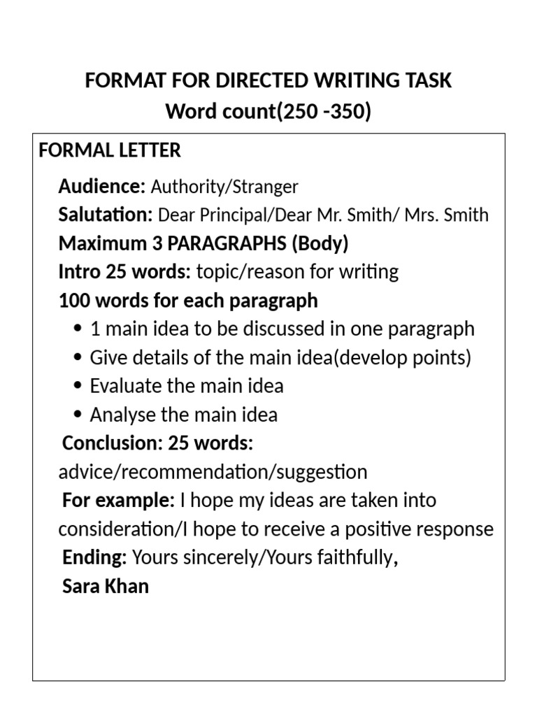 Directed Writing Task Formats | PDF