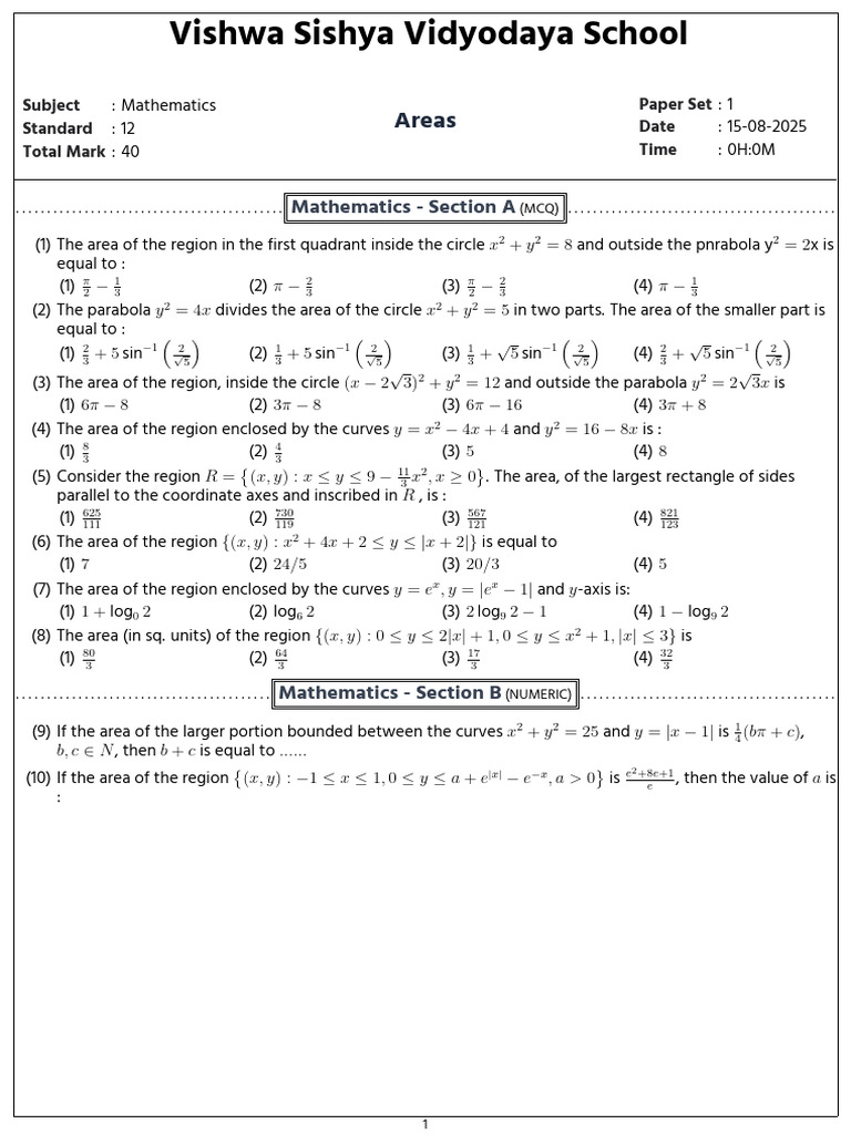 Areas 897736 1 1755230637 | PDF | Area | Geometry