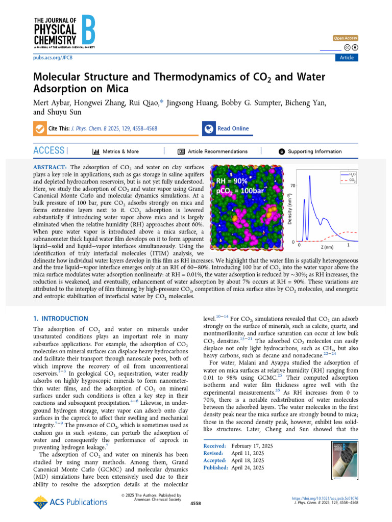 CO2 and Water Adsorption on Mica | PDF | Adsorption | Water