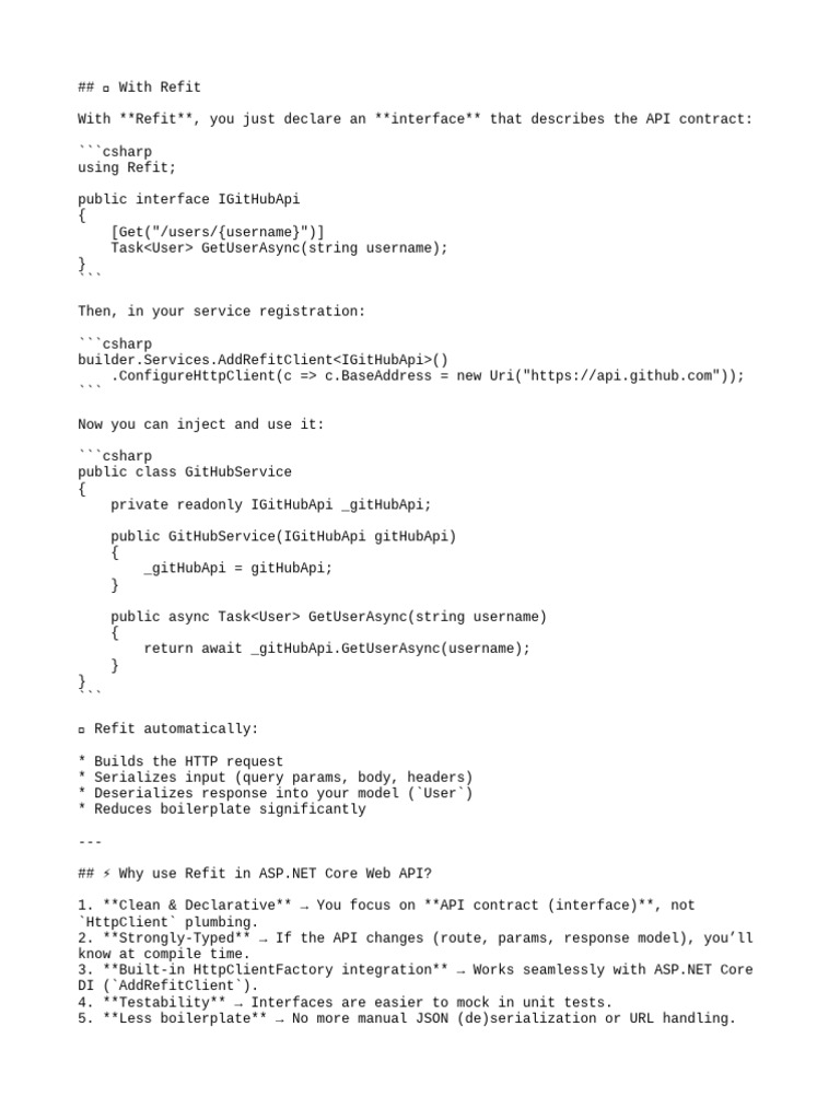 Using Refit for ASP.NET Core APIs | PDF