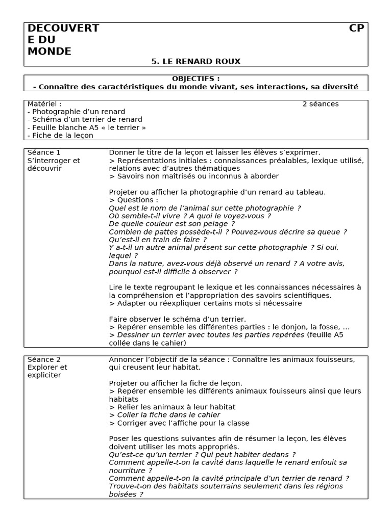 Habitat du Renard Roux et Terriers | PDF | Habitat