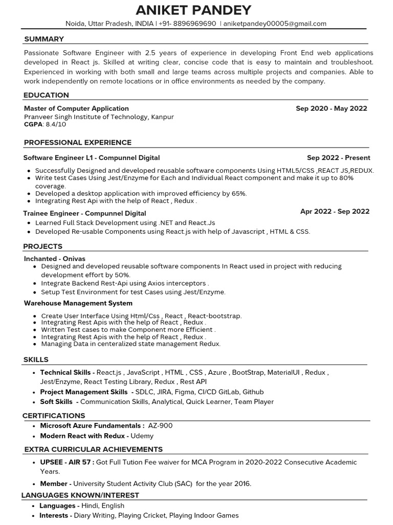 Front End Developer with React Expertise | PDF | Software Engineering ...