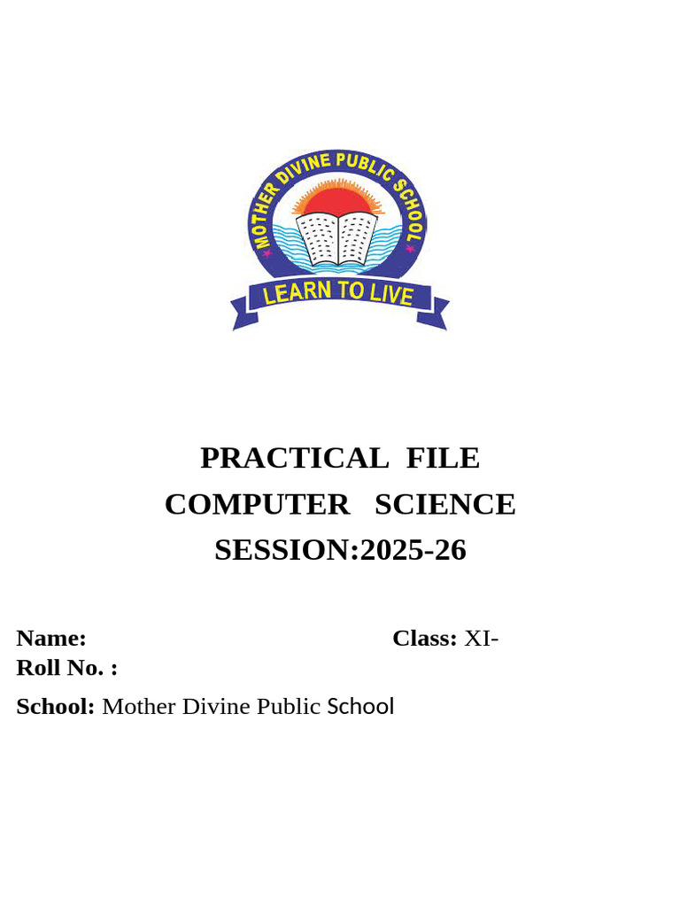 Computer Science Practical File XI | PDF | Mathematics | Arithmetic
