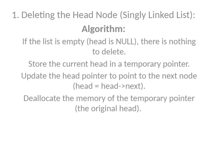 Deleting Head Node in Singly Linked List | PDF