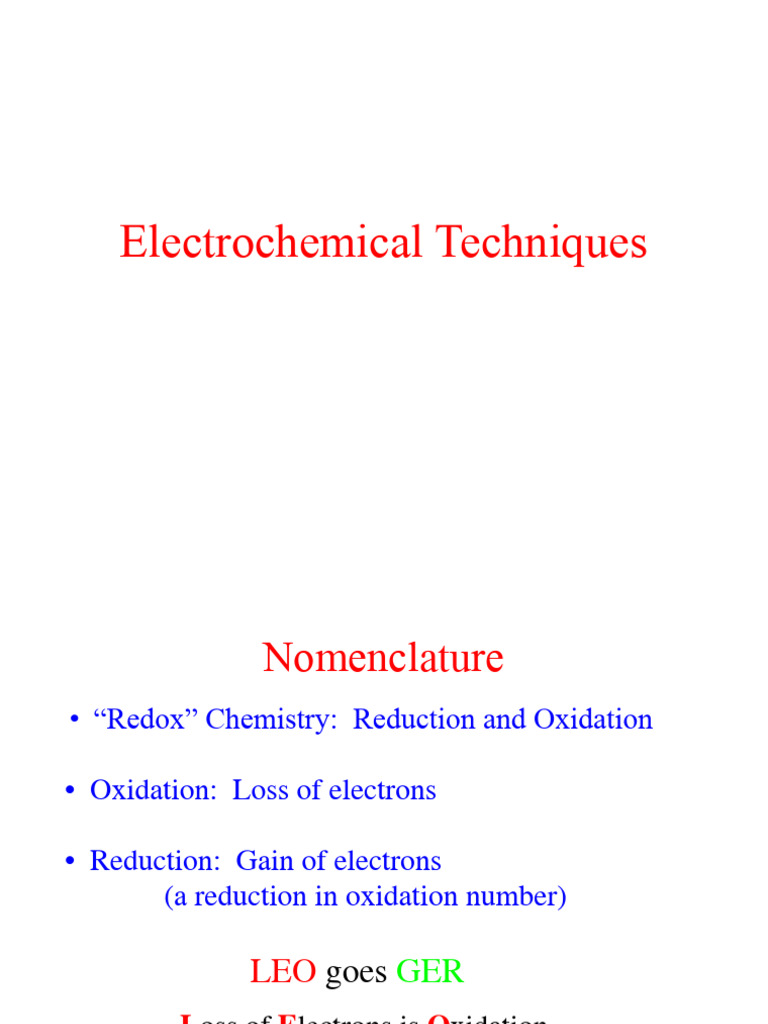 Understanding Electrochemical Techniques | PDF | Redox | Electrochemistry
