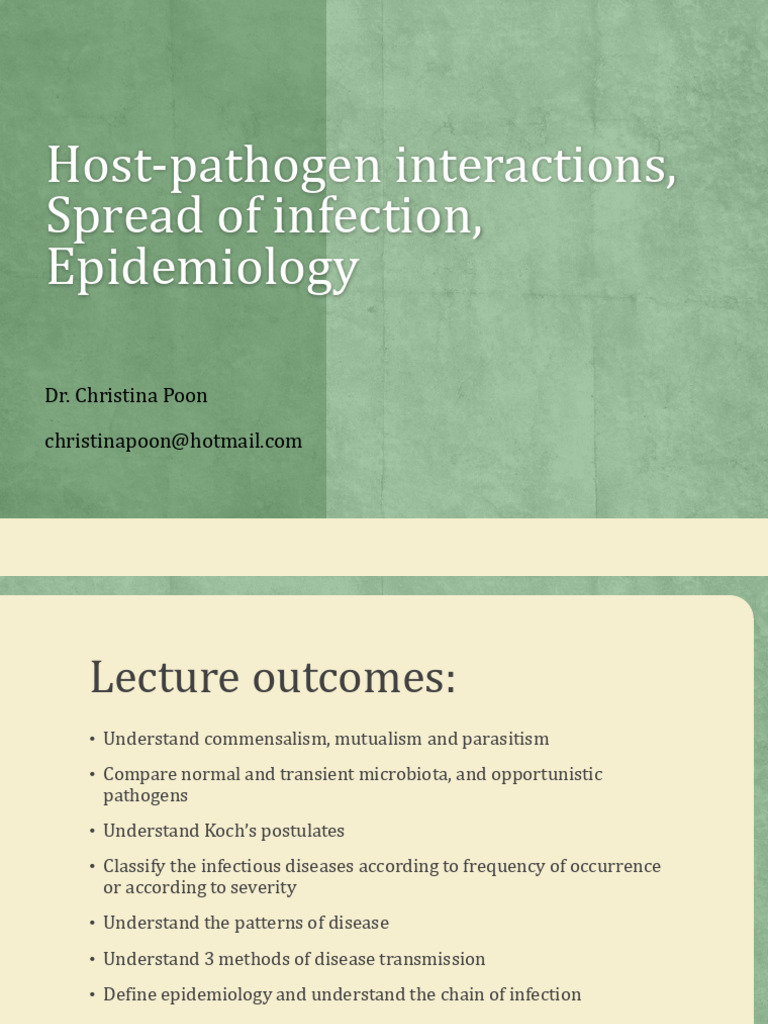 Host-Pathogen Interactions and Epidemiology | PDF | Infection | Pathogen